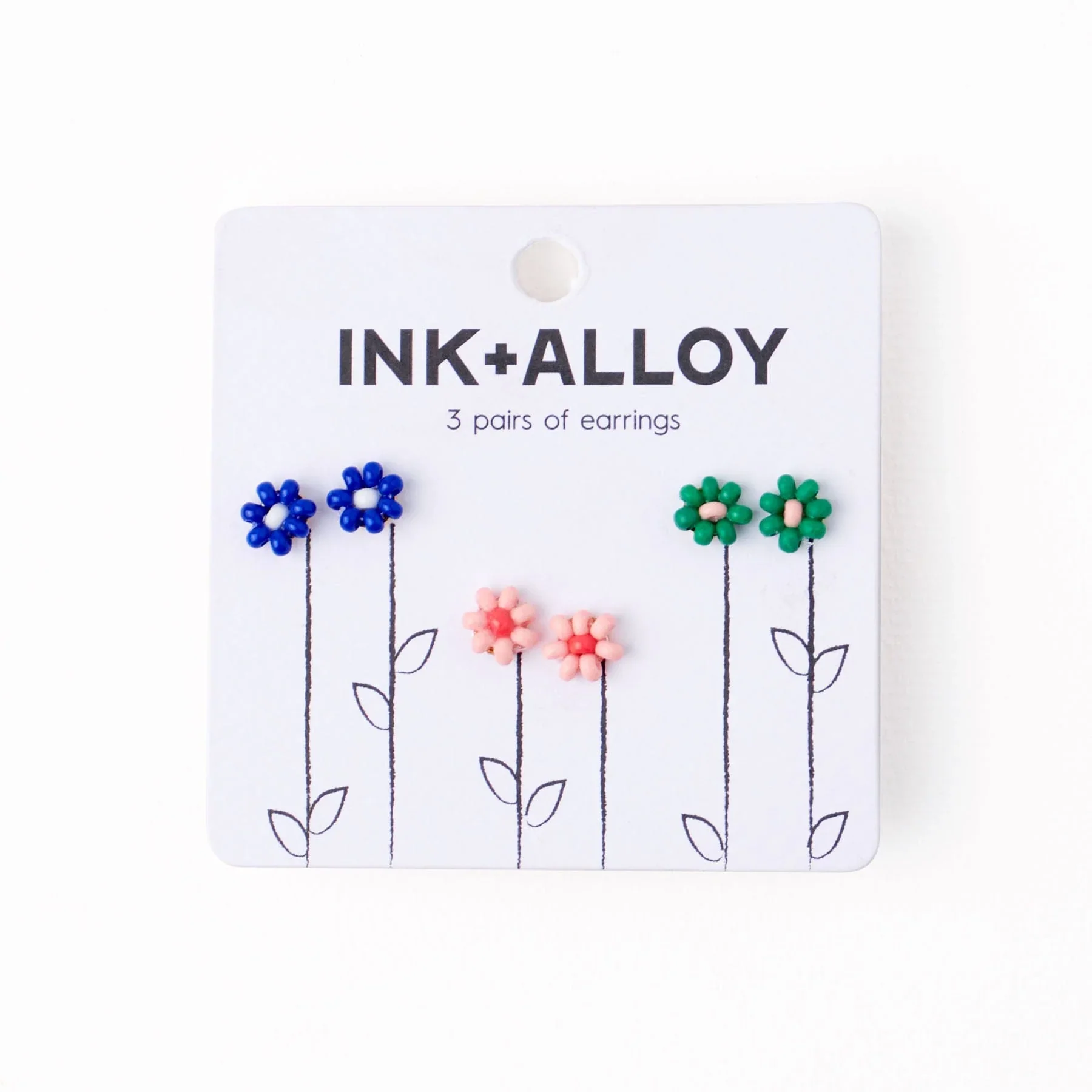 Tina Flower Earrings / Lapis, Pink, and Kelly Green