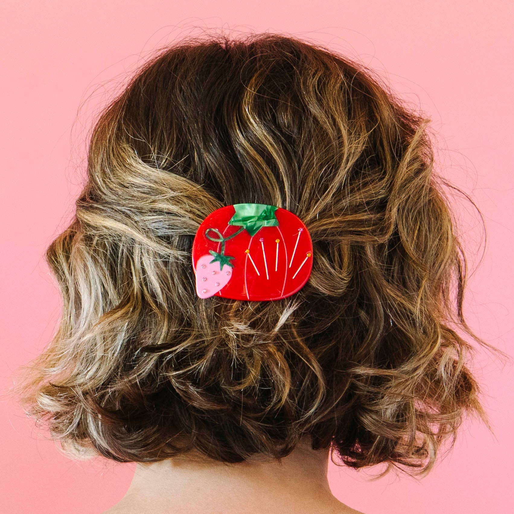 Tomato Pincushion French Barrette Hair Clip - Image 2