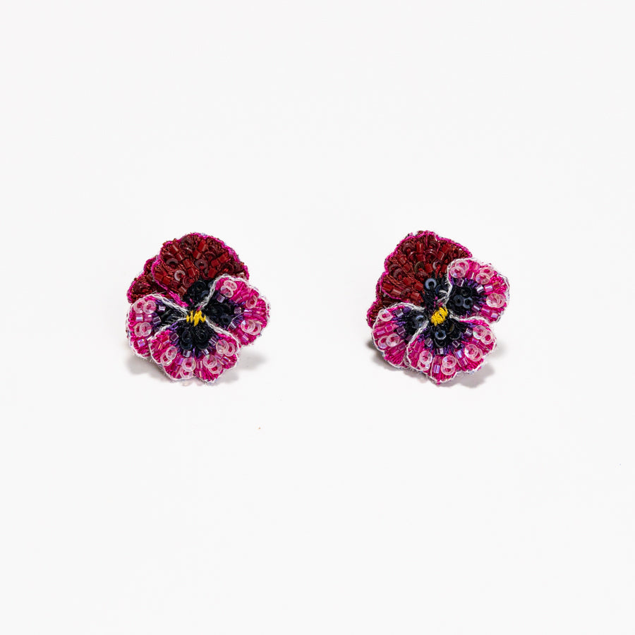 Trovelore Beaded Earrings / Rose Pansy - Image 2