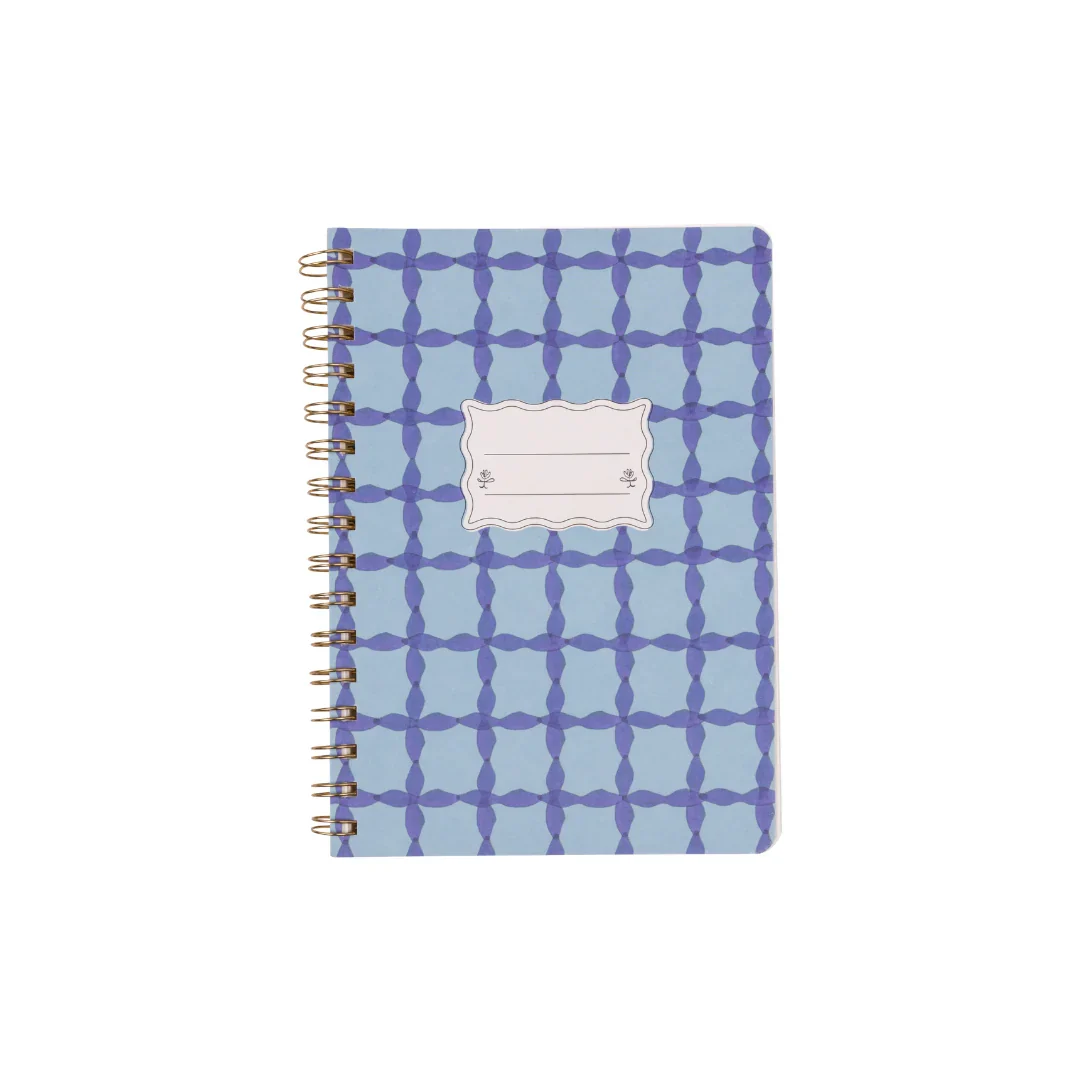 Tulip Twin Wire Notebook - Small Blue Lattice