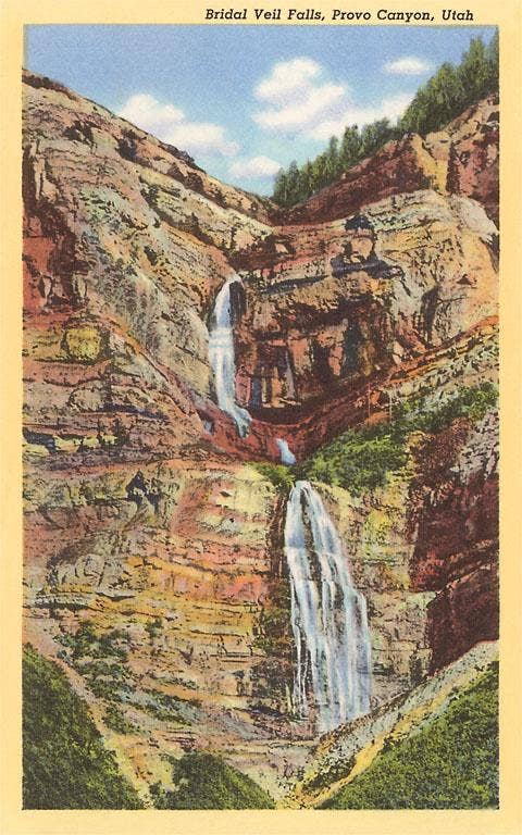 Utah Postcard / Bridal Veil Falls, Provo Canyon