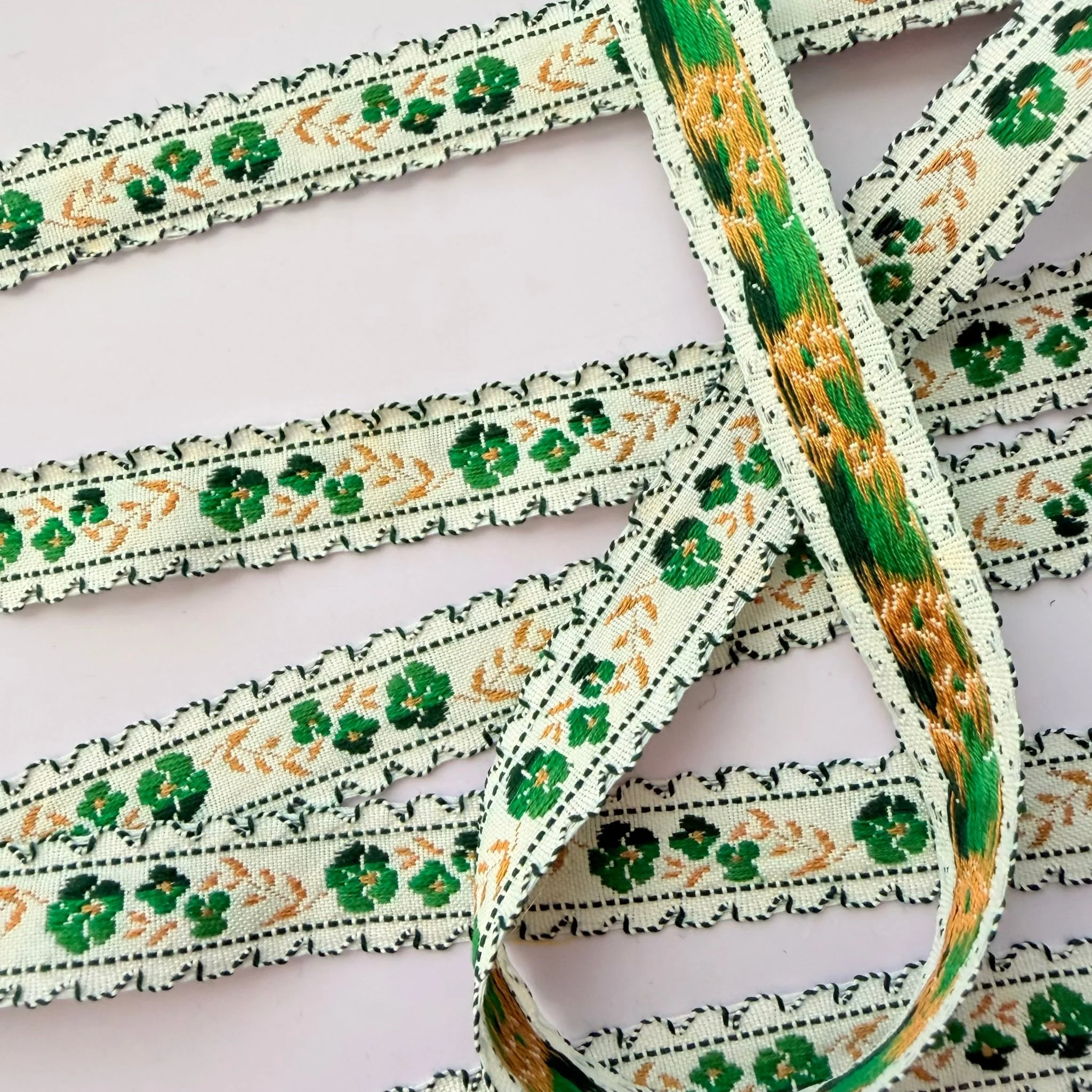 Vintage Green and Gold Floral Trim