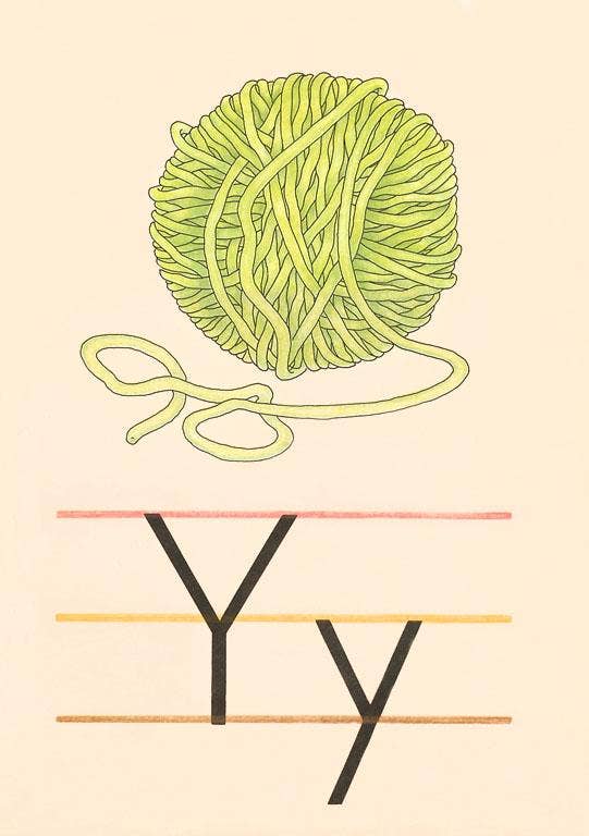 Vintage Postcard / Y is for Yarn