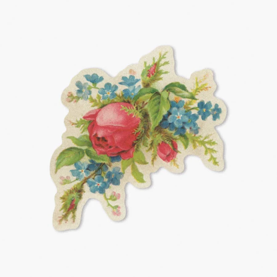 Vintage Red Rose and Forget-Me-Not Sticker
