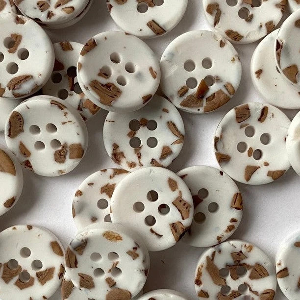 White Recycled Polyester Buttons 5/8"