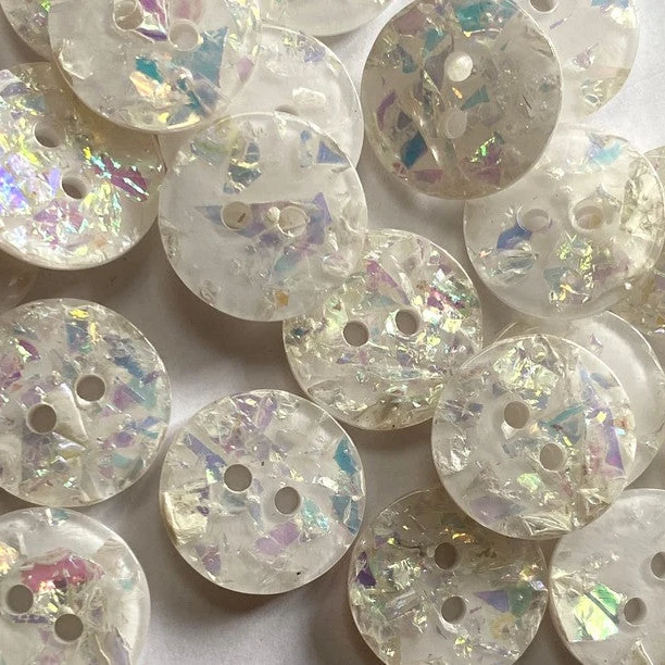 White Sparkly Buttons 5/8"