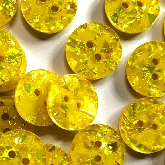 Yellow Sparkly Buttons 5/8"